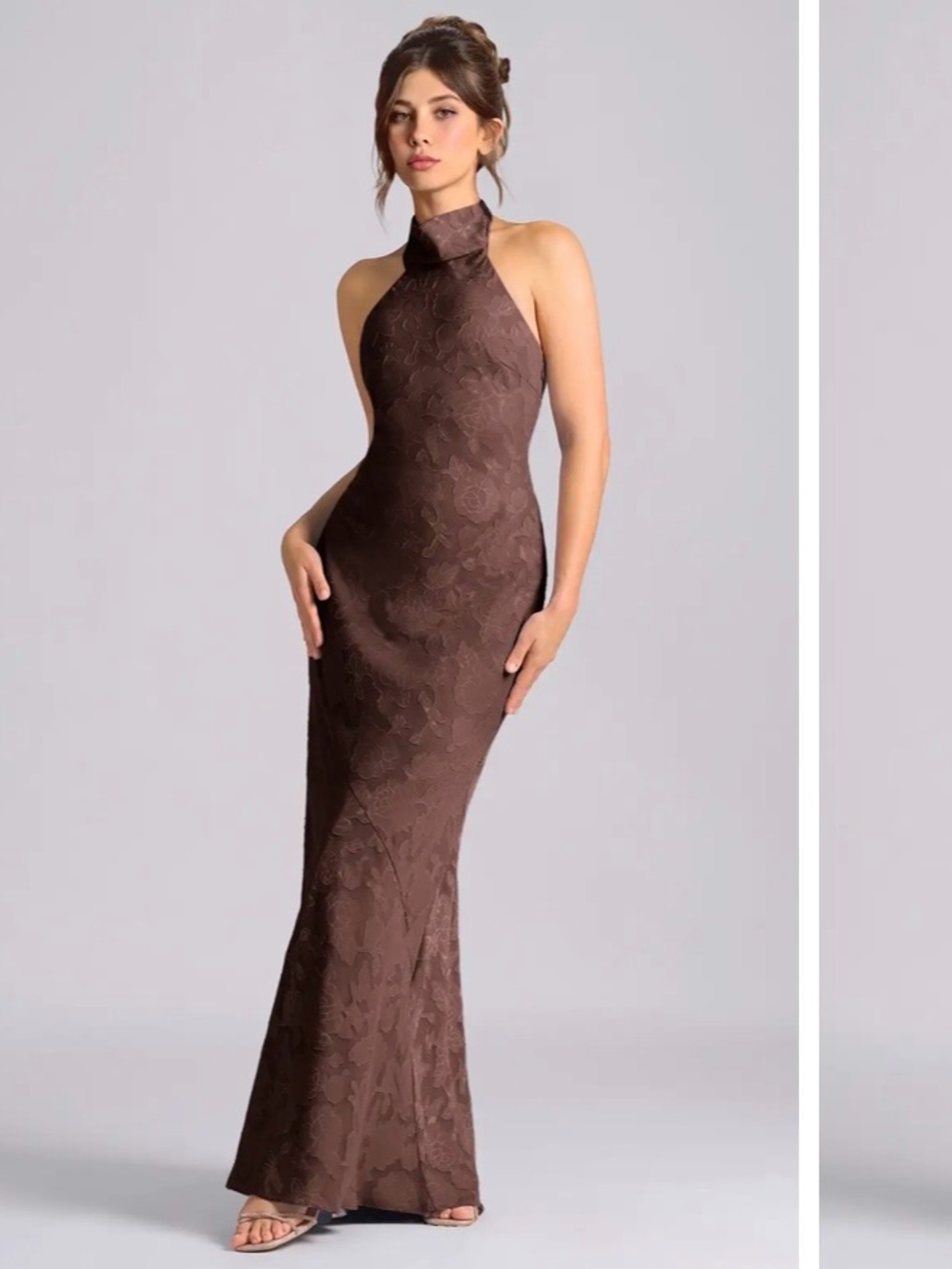 Azazie Halter Neck Brown Dress